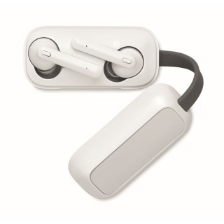 Set auriculares publicitarios con base de carga